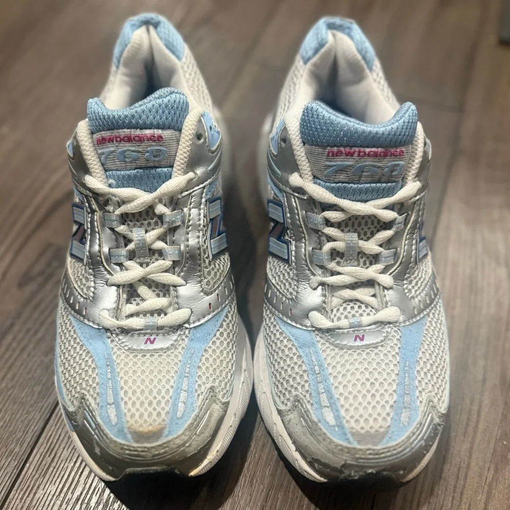 New Balance Women's Light Blue and Silver Running Sneakers